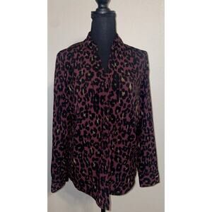 Talbots Leopard Print Button Down Blouse Size M